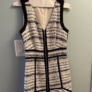 Rebecca Taylor Front Zip dress. Black and white shimmer.